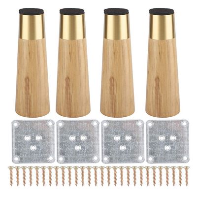 Wooden Sofa Legs Furniture Wooden Support Legs with Pure Copper Foot Wood Color Set of 4 10/12/15/18cm (12cm)