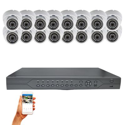 Evertech 32 Channel Security Camera System w/ 2TB Hard Drive for Continuous Recording and 16 PCS 1080P HD Indoor & Outdoor Metal Housing Security Camera, Smartphone Remote Monitoring