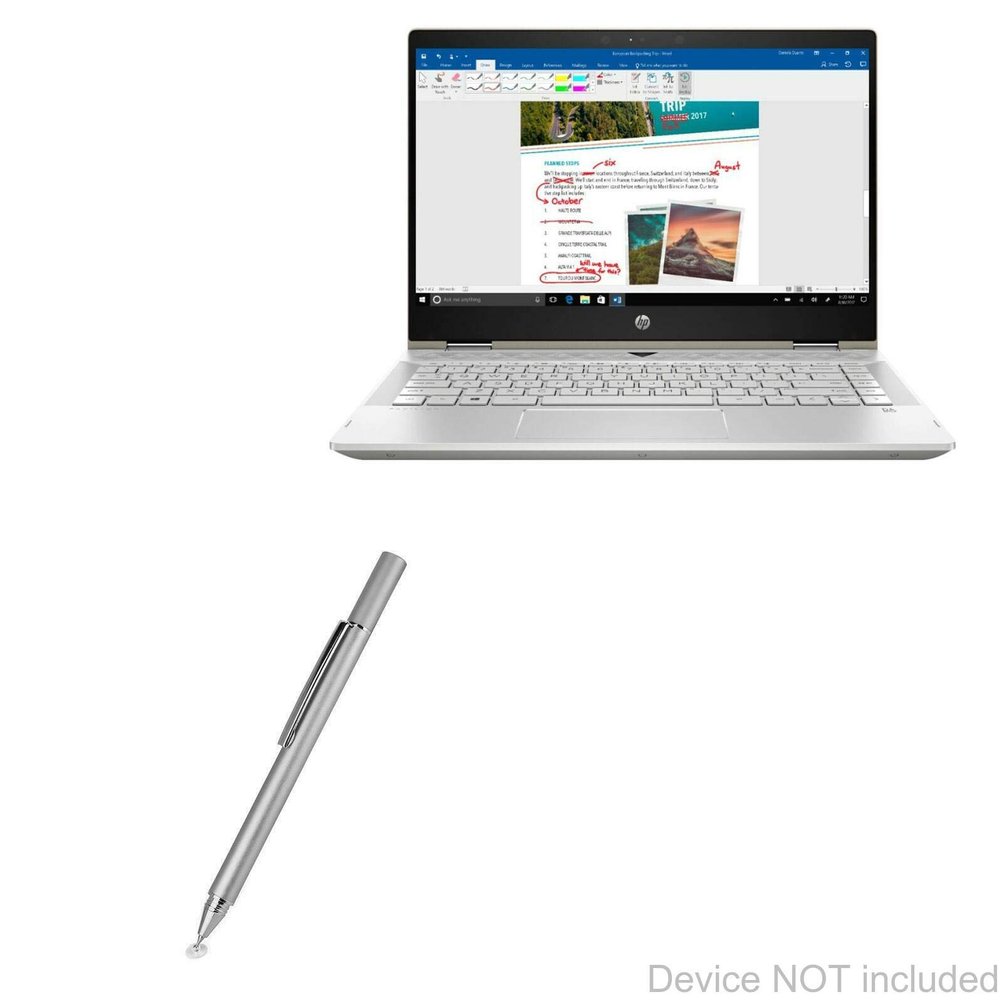 BoxWave Stylus Pen Compatible with HP Pavilion x360 Convertible 2-in-1 (14 in) - FineTouch Capacitive Stylus, Super Precise Stylus Pen - Metallic Silver