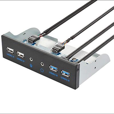 6 Ports USB 3.0 USB 2.0 HD Audio Front Panel Hub 5.25 Inch Floppy Bay Front Panel