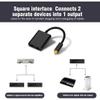 Dual Port Fiber Audio Splitter, 2 Way Optical Splitter Adapter with Audio Cable 1in 2 Out (Black) view 2