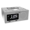 HANNLOMAX HX-202Qi Alarm Clock Radio, Wireless Charging, Bluetooth, 10W Output Power, Dual USB Ports for Charging and MP3 Playback, Temperature, Nightlight, Time Zone, Aux-in. (Silver) view 1