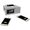 HANNLOMAX HX-202Qi Alarm Clock Radio, Wireless Charging, Bluetooth, 10W Output Power, Dual USB Ports for Charging and MP3 Playback, Temperature, Nightlight, Time Zone, Aux-in. (Silver) view 3