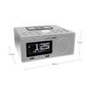 HANNLOMAX HX-202Qi Alarm Clock Radio, Wireless Charging, Bluetooth, 10W Output Power, Dual USB Ports for Charging and MP3 Playback, Temperature, Nightlight, Time Zone, Aux-in. (Silver) view 4