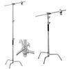 CanadianStudio One pair Pro 100% Stainless Steel max 10ft /305cm high Heavy Duty C Stand with 4ft with 4ft/120cm Holding Arm and 2 Pieces Grip Head 20kg capacity for Photography Studio Video Reflector view 1