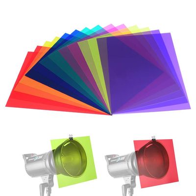 14 Pack Color Correction Light Gel Filter Sheet Colored Overlays Transparency Film Plastic Sheets for Halloween Led Light, or Outdoor Landscape, 11.7 by 8.3 Inches, 7 Colors