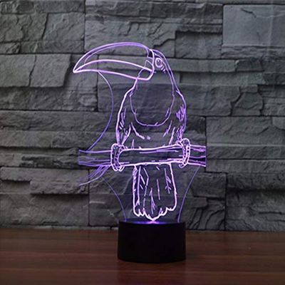 Jinnwell 3D Parrot Night Light Lamp Illusion Night Light 7 Color Changing Touch Switch Table Desk Decoration Lamps with Acrylic Flat ABS Base USB Cable Toy (Bus)