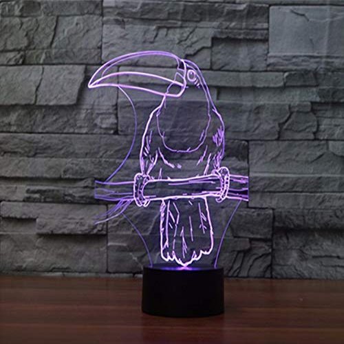 Jinnwell 3D Parrot Night Light Lamp Illusion Night Light 7 Color Changing Touch Switch Table Desk Decoration Lamps with Acrylic Flat ABS Base USB Cable Toy (Bus)