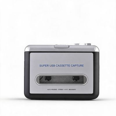 USB Cassette to MP3 Converter, Portable Tape to PC Audio Music Player with Headphones, Cassette Tape Player Converter for Laptop Desktop