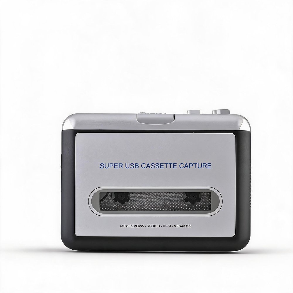 USB Cassette to MP3 Converter, Portable Tape to PC Audio Music Player with Headphones, Cassette Tape Player Converter for Laptop Desktop