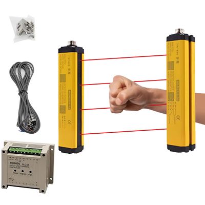 CGOLDENWALL Safety Light Curtain Sensor Light Screen Sensor Infrared Radiation Detector Safety Grating Punch Protector Hand Protection (Beams: 4, Beam Pitch: 40mm)