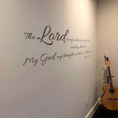 Rock Scripture Wall Decor Wallpaper - Bedroom Wall Decal Removable Wall Stickers Bible Verse Mural Nursery Vinyl Art The Lord is My Rock Psalm 18:2, q09