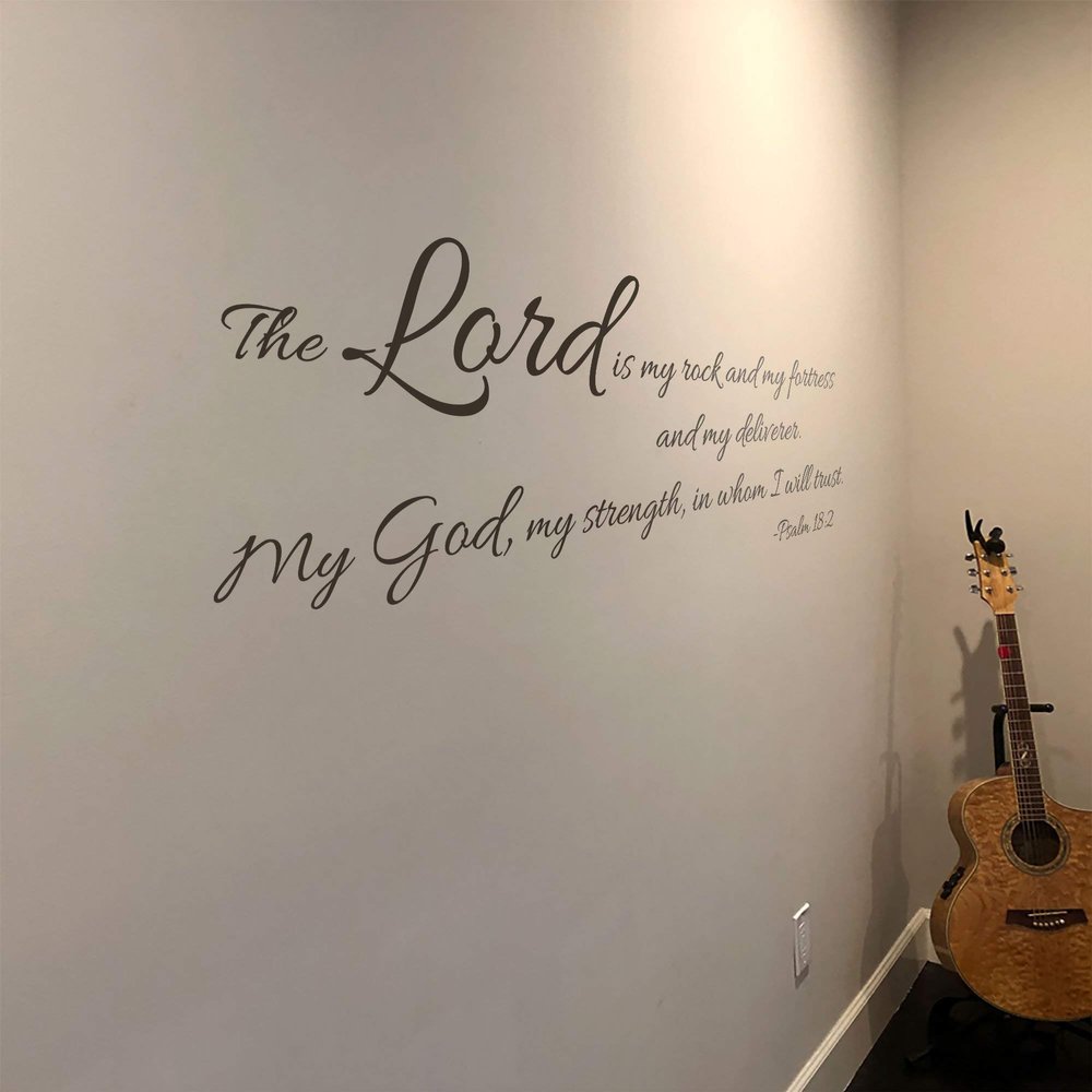 Rock Scripture Wall Decor Wallpaper - Bedroom Wall Decal Removable Wall Stickers Bible Verse Mural Nursery Vinyl Art The Lord is My Rock Psalm 18:2, q09