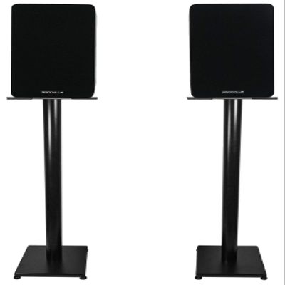 Rockville RockShelf 58B Bundle: (2) Black 5.25-in 360W Peak/ 90W RMS Home Theater Bookshelf Speakers 8-Ohm, (2) RS37B 37-in Steel Bookshelf Speaker and Studio Monitor Stands in Black, 4-Items