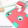IDweel for iPod Touch Case with 2 Screen Protectors, 3 in 1 Hard PC Case + Silicone Shockproof for Kids Heavy Duty Hard Case Cover for iPod Touch 7th/6th/5th Generation,Pink+Green view 3