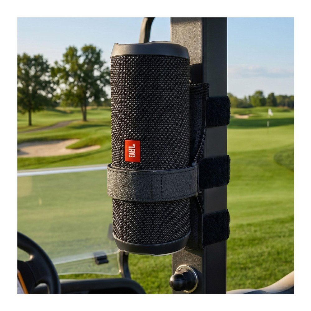 HomeMount Portable Speaker Mount for Golf Cart Accessories - Adjustable Strap Fits Bluetooth Wireless Speaker Strap Attachment to Heater/Beach Umbrella/Boat
