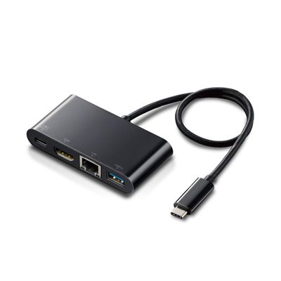 Elecom Type-C Docking Station C hub PD corresponding [Charging Type-C  1 / USB (3.0)  1 / HDMI  1 / LAN Port] 30 cm Cable Black DST-C09BK