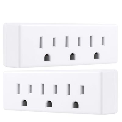 PHILIPS 3-Outlet Extender, 2 Pack, Grounded Wall Tap, 3-Prong Adapter, Multiple Plug, Power Splitter, Cruise Essentials, Use for Home Office School Dorm, UL Listed, White, SPS1630W/37