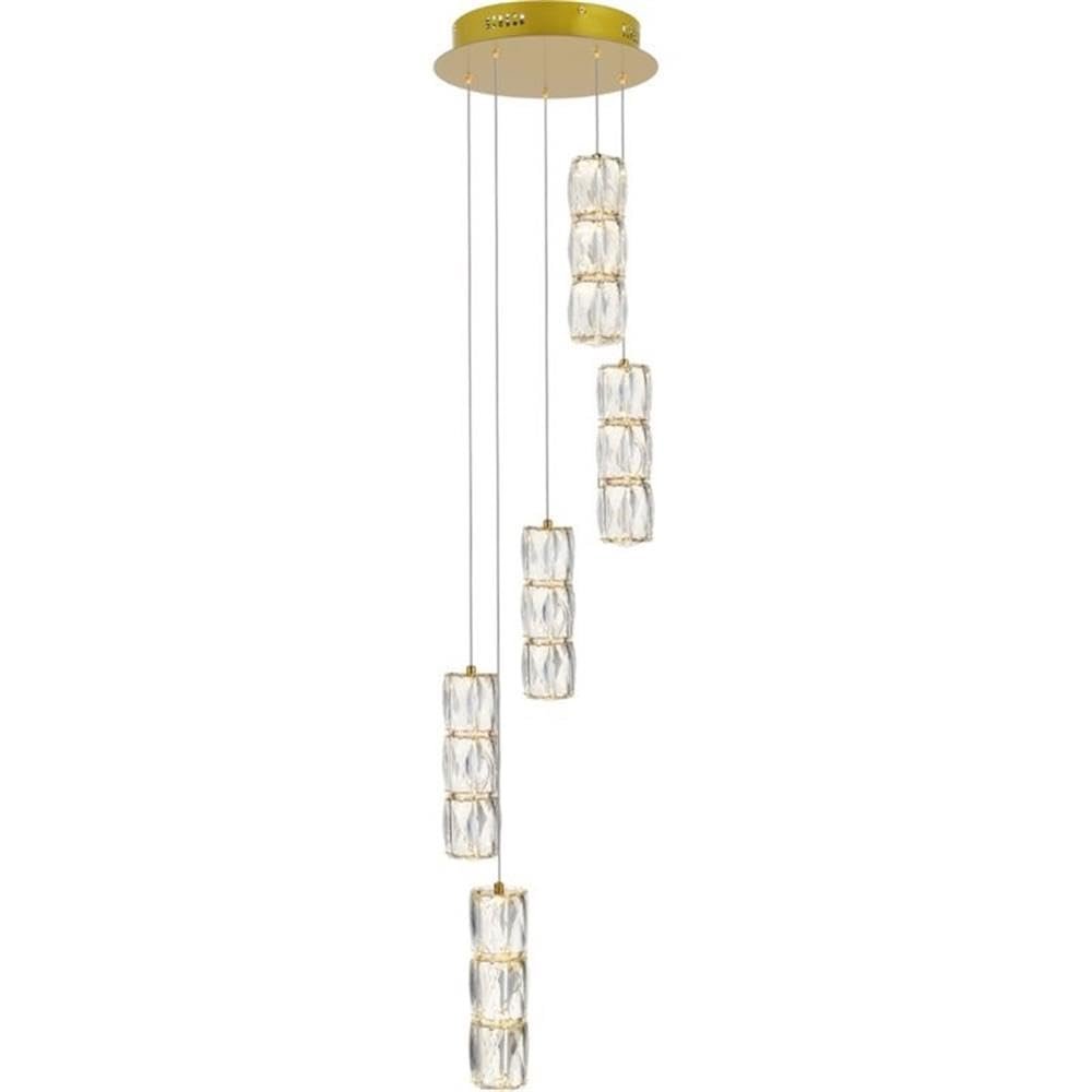 Elegant Lighting Indoor Modern Home Decorative Bright Polaris LED light Gold Pendant Clear Crystal