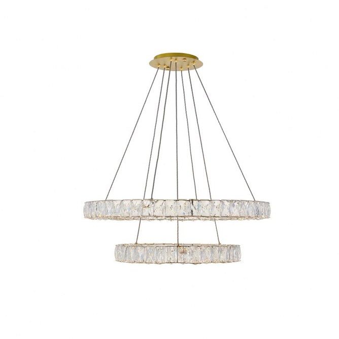Elegant Lighting Indoor Modern Home Decorative Bright Monroe Integrated LED chip Light Gold Chandelier Clear Royal Cut Crystal