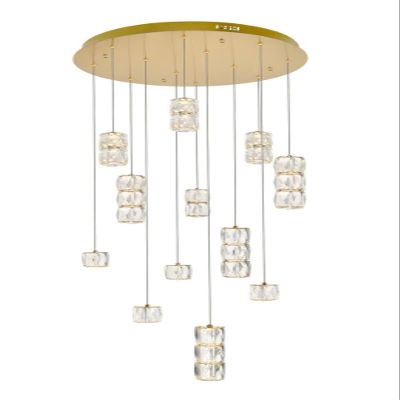 Elegant Lighting Indoor Modern Home Decorative Bright Polaris LED Light Gold Pendant Clear Crystal