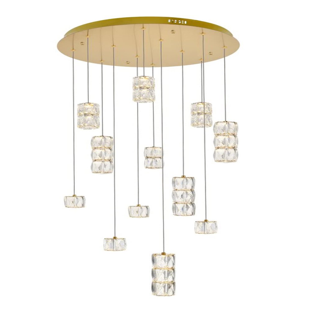 Elegant Lighting Indoor Modern Home Decorative Bright Polaris LED Light Gold Pendant Clear Crystal