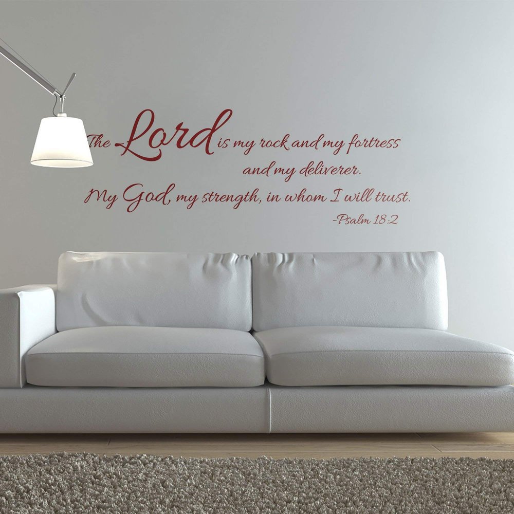 Rock Scripture Wall Decor Wallpaper - Bedroom Wall Decal Removable Wall Stickers Bible Verse Mural Nursery Vinyl Art The Lord is My Rock Psalm 18:2, q09