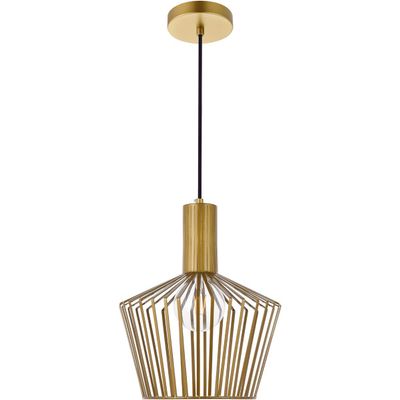 Living District Ronnie 1-Light Modern Metal Pendant in Brass