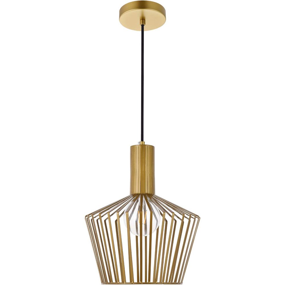 Living District Ronnie 1-Light Modern Metal Pendant in Brass