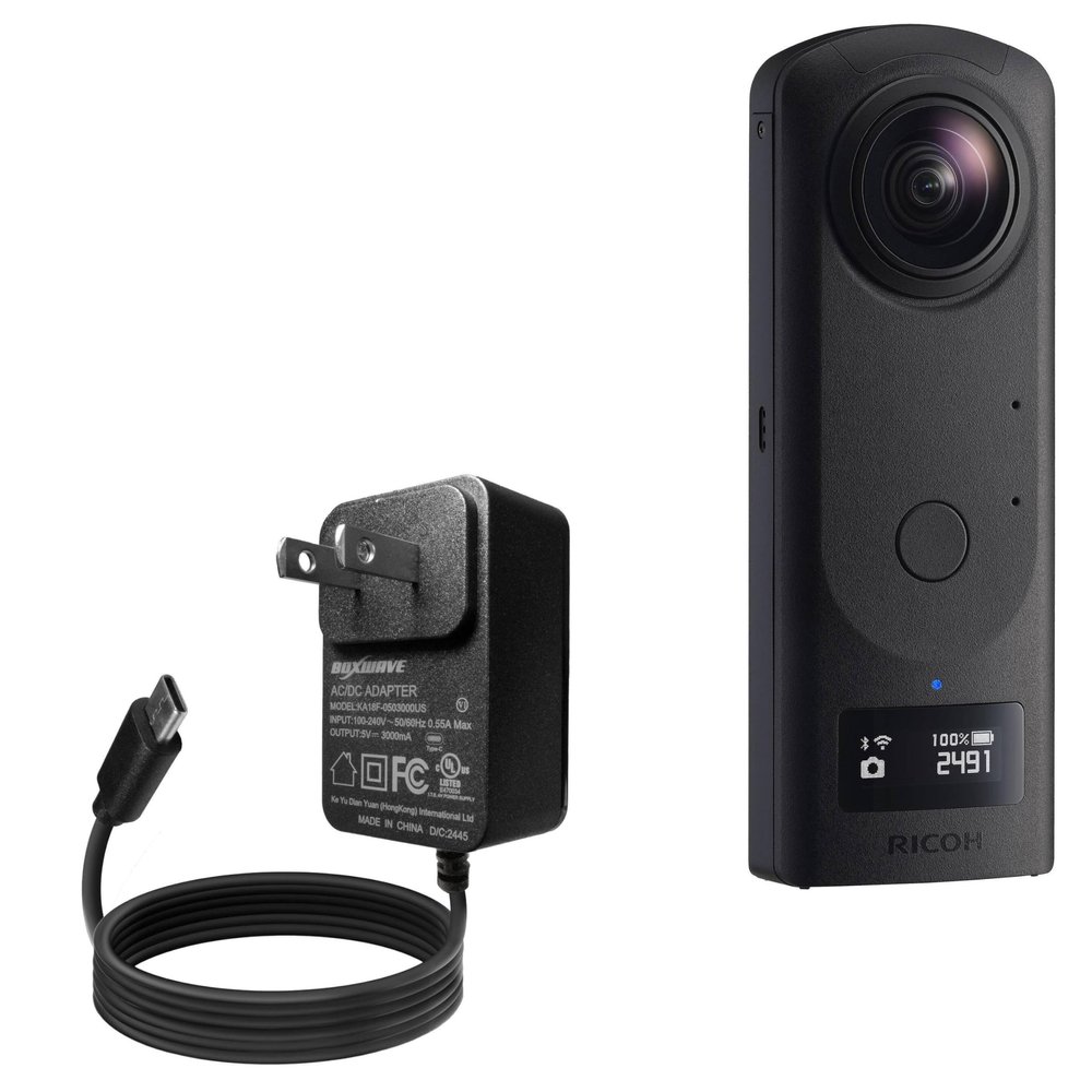 BoxWave Charger Compatible with Ricoh Theta Z1 - Wall Charger Direct (15W), Rapid Charge Your Device with Built-in 3ft Cable