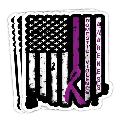 Domestic Violence Prevention Awareness Purple Ribbon Gift Decorations - 4x3 Vinyl Stickers, Laptop Decal, Water Bottle Sticker (Set of 3)
