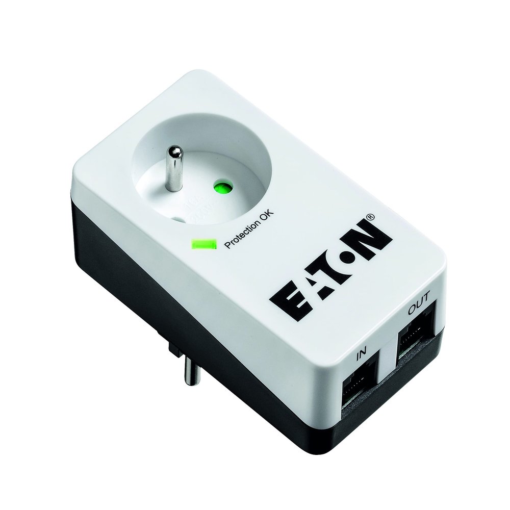 Eaton Multiprise/Parafoudre - Eaton Protection Box 1 Tel@ FR - PB1TF - 1 Prise FR + 1 Prise tlphonique - Blanc & Noir