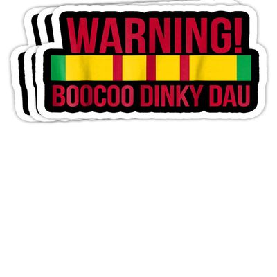 Chilli Purple Vietnam Veteran Boocoo Dinky Dau Gift Decorations - 4x3 Vinyl Stickers, Laptop Decal, Water Bottle Sticker (Set of 3)