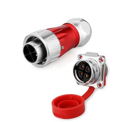 CNLINKO 4 Pin Power Industrial Circular Connector, Male Plug & Female Panel Mount Receptacles Socket Jack, Outdoor Waterproof IP67, Zinc Alloy Metal Case, Heavy Duty