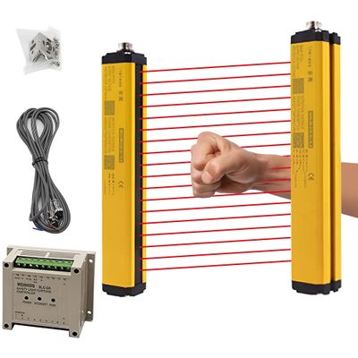 CGOLDENWALL Safety Light Curtain Sensor Light Screen Sensor Infrared Radiation Detector Safety Grating Punch Protector Hand Protection (Beams: 18, Beam Pitch: 40mm)