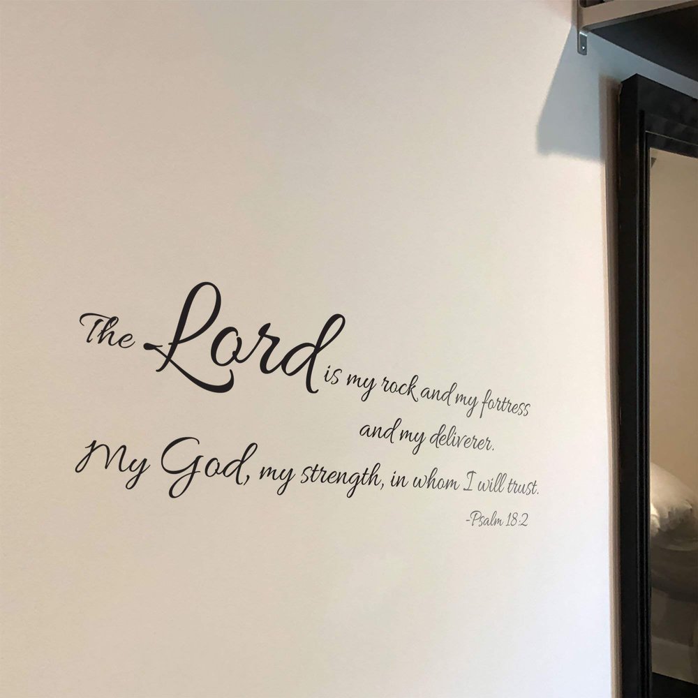 Rock Scripture Wall Decor Wallpaper - Bedroom Wall Decal Removable Wall Stickers Bible Verse Mural Nursery Vinyl Art The Lord is My Rock Psalm 18:2, q09