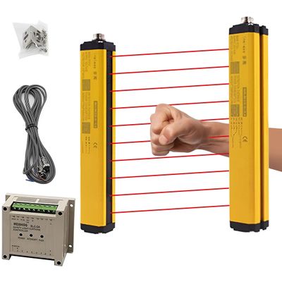 CGOLDENWALL Safety Light Curtain Sensor Light Screen Sensor Infrared Radiation Detector Safety Grating Punch Protector Hand Protection (Beams: 10, Beam Pitch: 40mm)