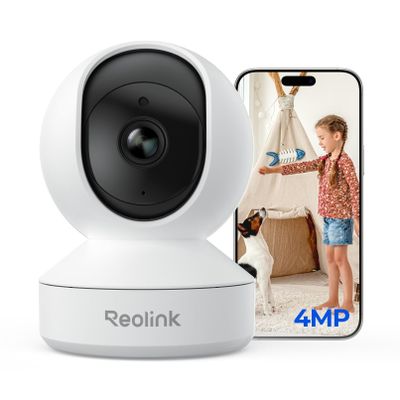 REOLINK 4MP Indoor Security Camera E1, Plug-in 2.4G Wireless WiFi 6 for Baby/Pet Monitor with Phone app, 360 Degree Dog Camera with Person/Pet Detection, Night Vision, 2-Way Talk, Local Storage