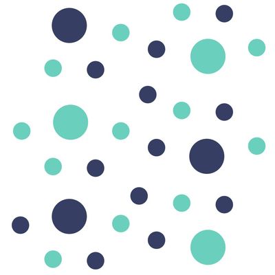 DecalVenue.com Navy Blue/Mint Green Vinyl Wall Stickers - 2 & 4 inch Circles (150 Decals)