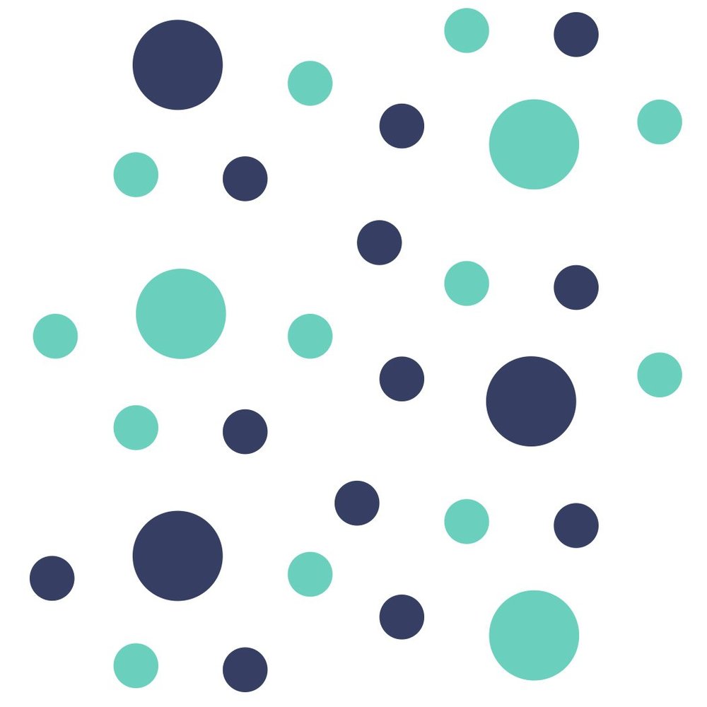 DecalVenue.com Navy Blue/Mint Green Vinyl Wall Stickers - 2 & 4 inch Circles (150 Decals)