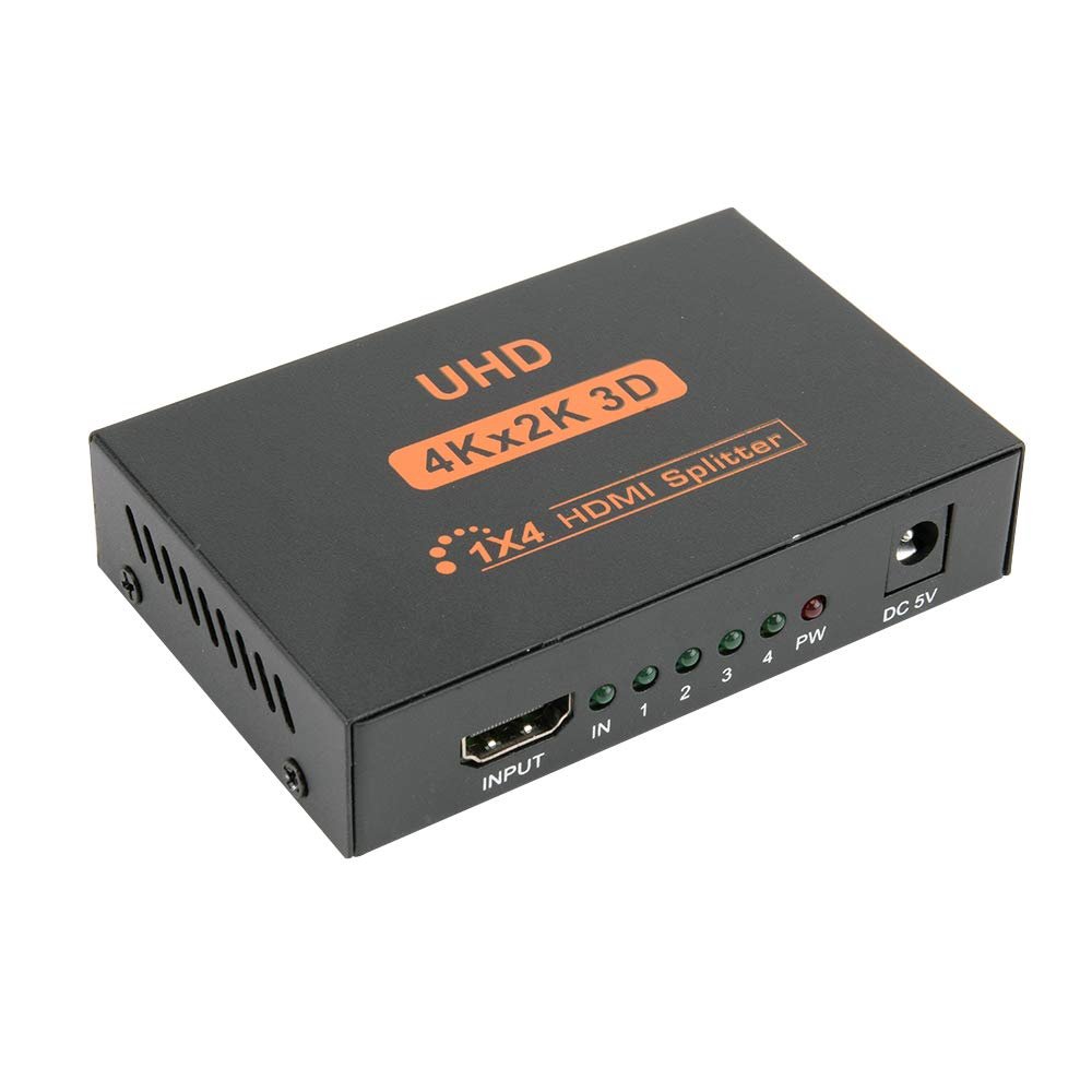 4K HDMI Splitter 1 in 4 Out HDMI Splitter for HDTV STV DVD Set Up Box Support 3D 4K 1080P
