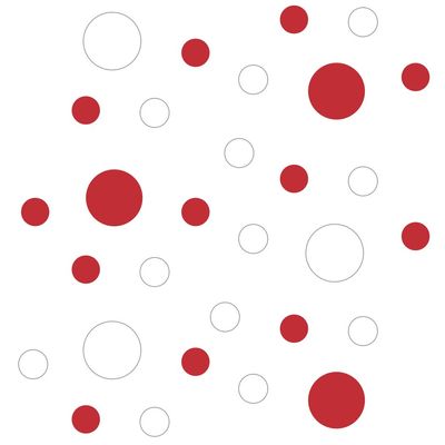 DecalVenue.com White/Red Vinyl Wall Stickers - 2 & 4 inch Circles (150 Decals)