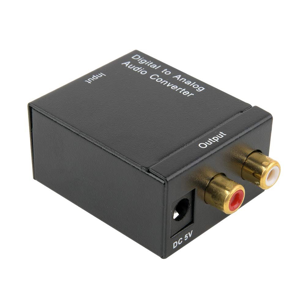 Digital Optical Coax to Analog RCA Audio Converter Adapter with 5v Power Line Fiber Cable