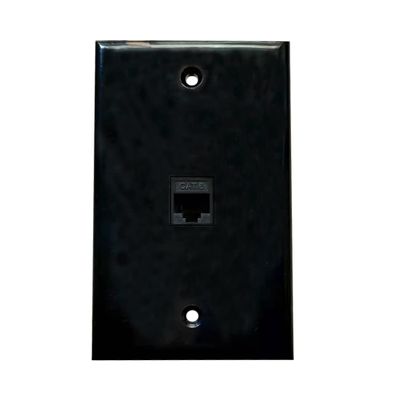 BUPLDET 1 Port Ethernet Wall Plate Black - Single Gang Cat6 RJ45 Ethernet Wall Plate Female to Female Cover Plate Compatible with CAT7/CAT5 Cable