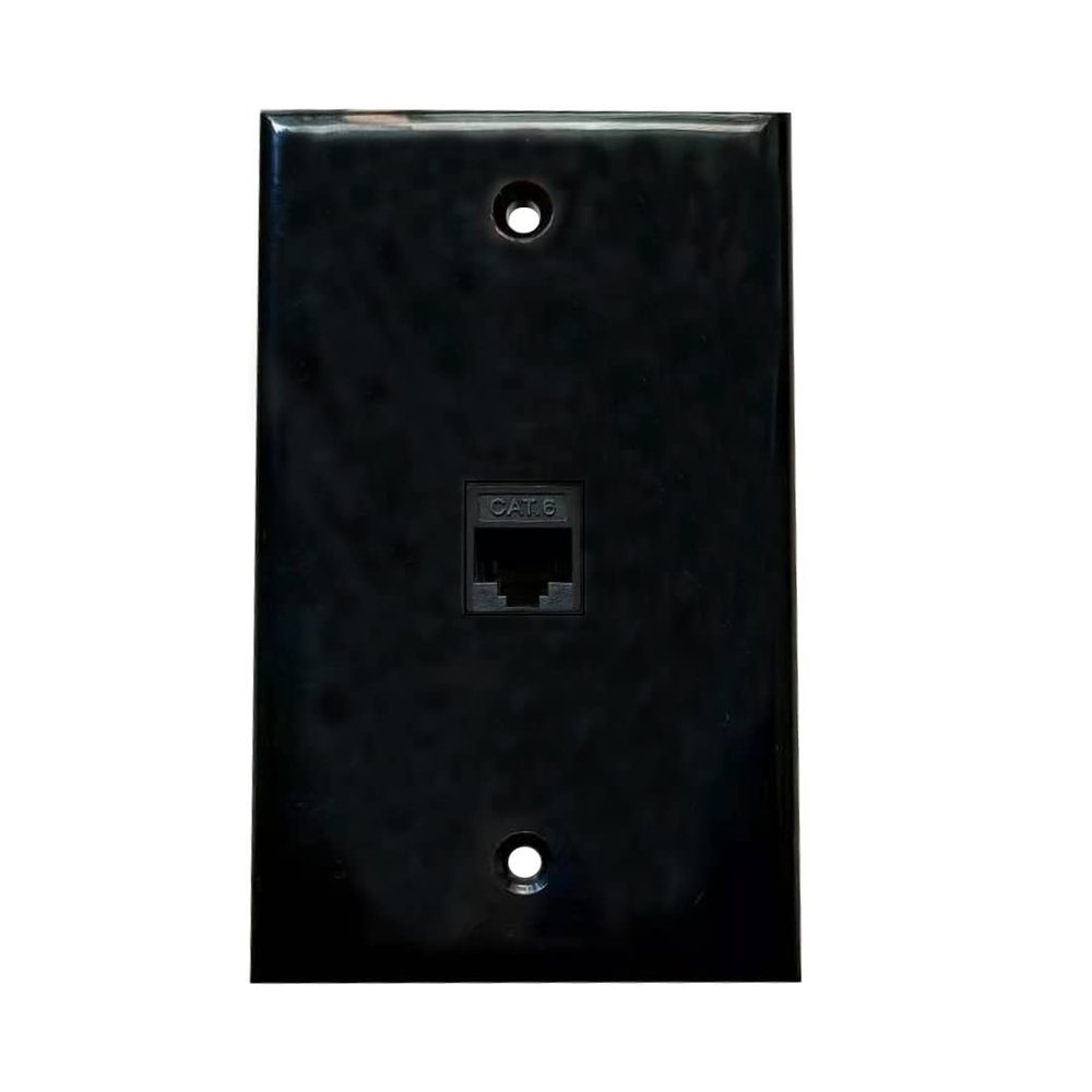 BUPLDET 1 Port Ethernet Wall Plate Black - Single Gang Cat6 RJ45 Ethernet Wall Plate Female to Female Cover Plate Compatible with CAT7/CAT5 Cable