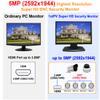 1stPV 23.6" Super HD 5MP/2592x1944 16:9 Professional Security Monitor, 1 HDMI, 2 BNC Inputs(HD-TVI/AHD/CVI/CVBS) & 2 BNC Outputs, working with 5MP security cameras directly in addition to DVR/NVR & PC view 3