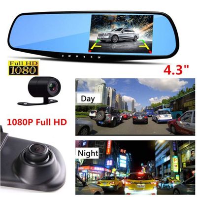 4.3'' 1080P Car DVR Mirror Dash Cam Recorder+Rear View Camera Kit with 32G SD Card