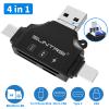 4 in 1 SD Card Reader for iPhone ipad Android Mac PC Camera,Micro SD Card Reader SD Card Adapter Portable Memory Card Reader Trail Camera Viewer for SD and TF Card view 2