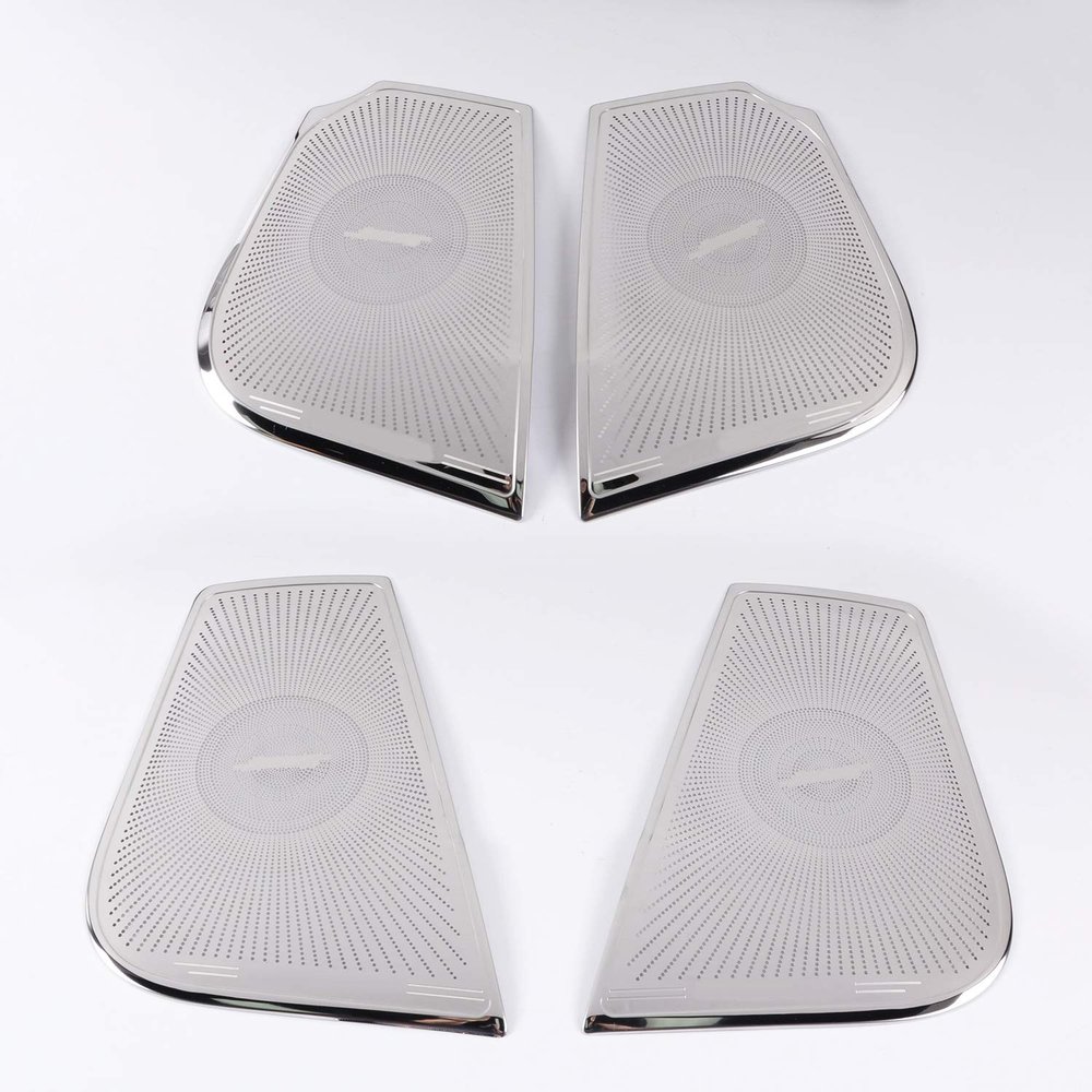 Sanguinesunny New Speaker Grill Cover Case with Mesh 4pcs Stainless Steel Silver for Nissan Patrol Year 2012-2019