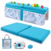 Bath Kneeler and Elbow Rest Set Thick Baby Bath Kneeling Pad Bathing Kneeling Mat Cushion Washable Padded Bathtub Knee Saver with Arm Support and Pockets Organizer for Bathroom Bathtime Comfort, Blue view 1